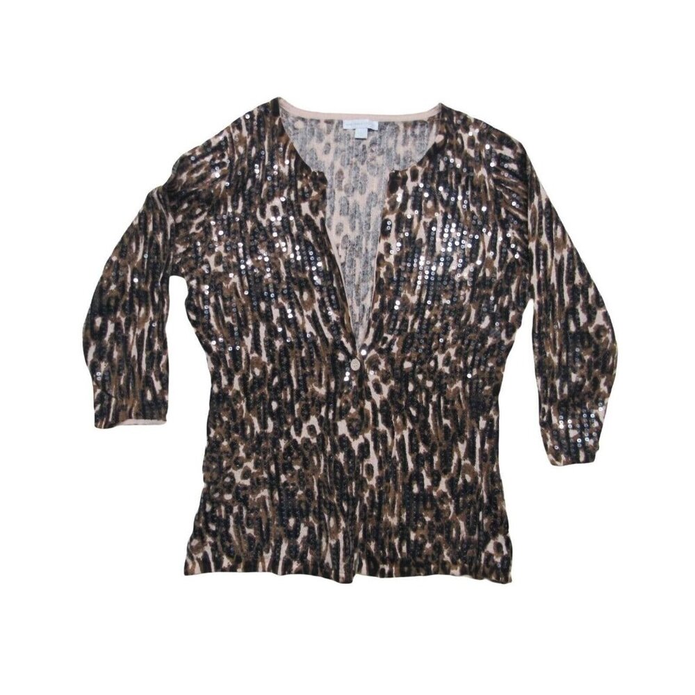 New York & Company Animal Print Sequin Blouse